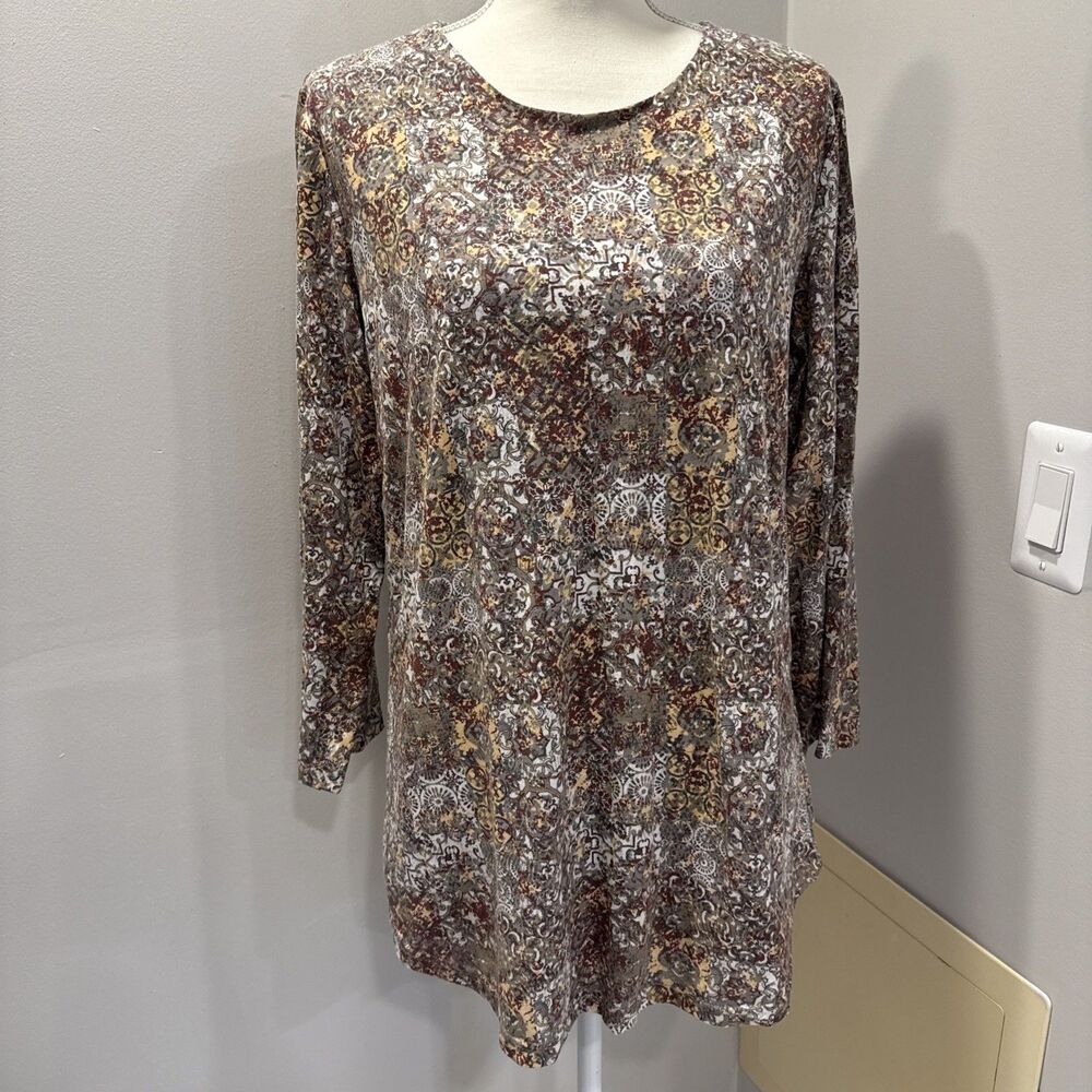 Vermont Country Store Shirt New 1X Earthy Geometric Prairie Country Funky Boho